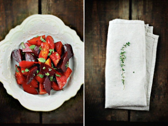 Thyme Roasted Baby Beets with Mint Vinaigrette